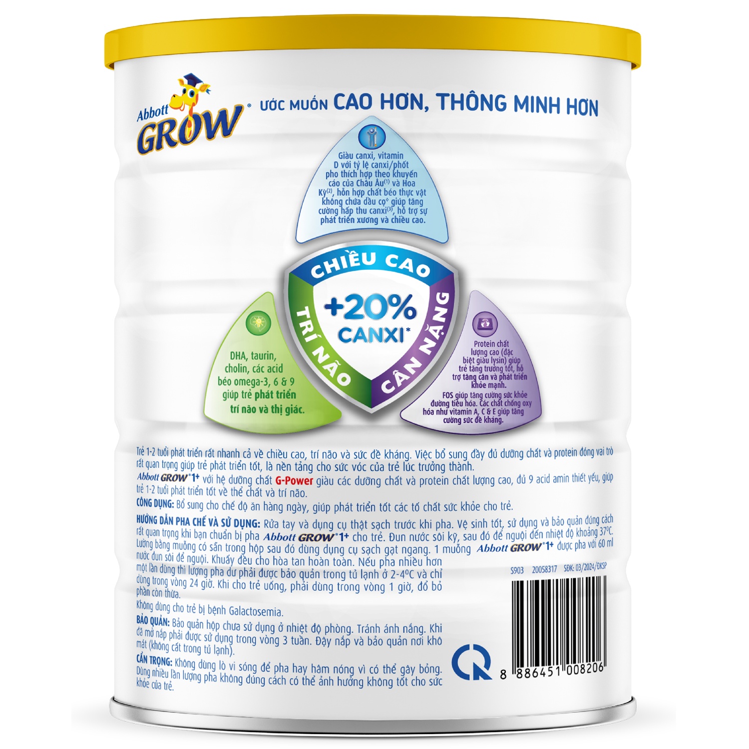 sua abbott grow 1 huong vani 850g 2
