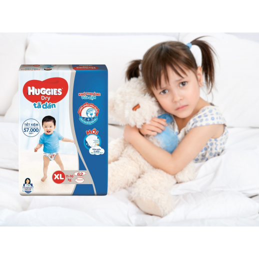 Bỉm - Tã dán Huggies size XL 62 miếng (cho bé 11 - 16kg)