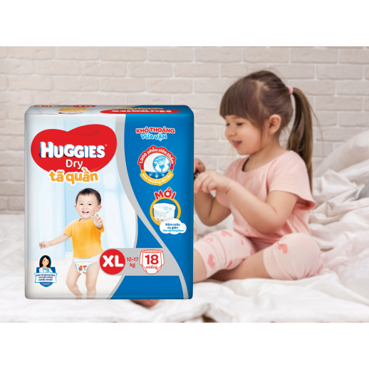 Bỉm - Tã quần Huggies size XL - 18 miếng (Cho bé 12 - 17kg)