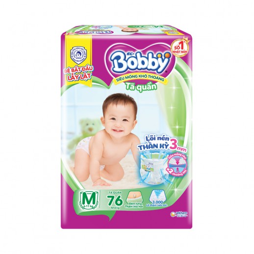 Bỉm tã quần Bobby size M 76 miếng (6-10kg)