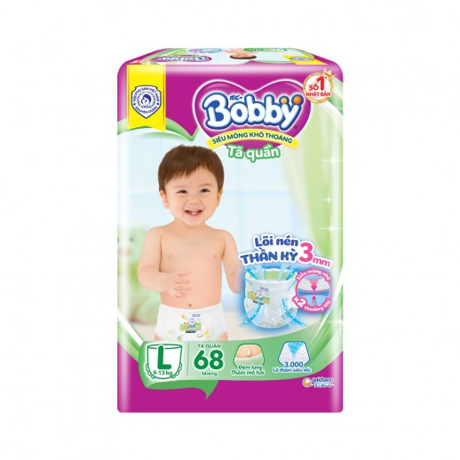 Bỉm tã quần Bobby size L 68 miếng (9-13kg)