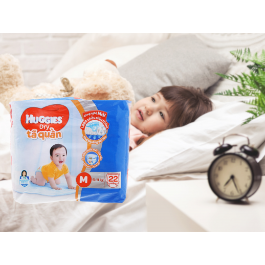 Bỉm - Tã quần Huggies size M - 22 miếng (Cho bé 6 - 11kg)