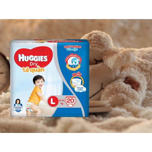 Bỉm - Tã quần Huggies size L - 20 miếng (Cho bé 9 - 14kg)