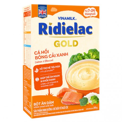 Bột ăn dặm Ridielac Gold Cá hồi bông cải xanh HG 200g