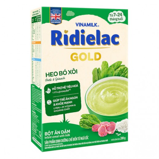 Bột ăn dặm Ridielac Gold heo bó xôi HG 200g