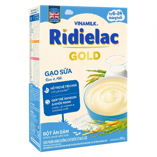 Bột Ăn Dặm RIDIELAC Gạo Sữa 200g