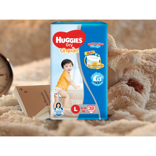 Bỉm - Tã quần Huggies size L - 38 miếng (Cho bé 9 - 14kg)